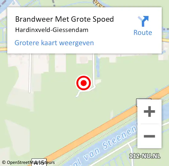 Locatie op kaart van de 112 melding: Brandweer Met Grote Spoed Naar Hardinxveld-Giessendam op 7 juli 2022 03:51