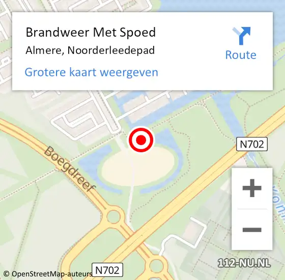 Locatie op kaart van de 112 melding: Brandweer Met Spoed Naar Almere, Noorderleedepad op 7 juli 2022 06:37