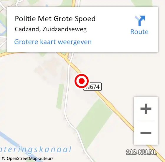 Locatie op kaart van de 112 melding: Politie Met Grote Spoed Naar Cadzand, Zuidzandseweg op 7 juli 2022 06:47