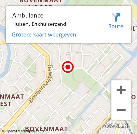 Locatie op kaart van de 112 melding: Ambulance Huizen, Enkhuizerzand op 22 juli 2014 13:47
