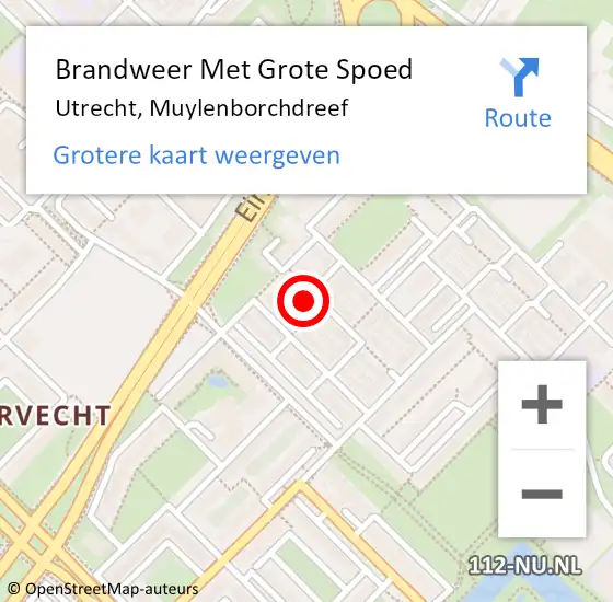 Locatie op kaart van de 112 melding: Brandweer Met Grote Spoed Naar Utrecht, Muylenborchdreef op 7 juli 2022 07:38
