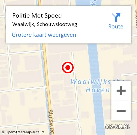 Locatie op kaart van de 112 melding: Politie Met Spoed Naar Waalwijk, Schouwslootweg op 7 juli 2022 07:41