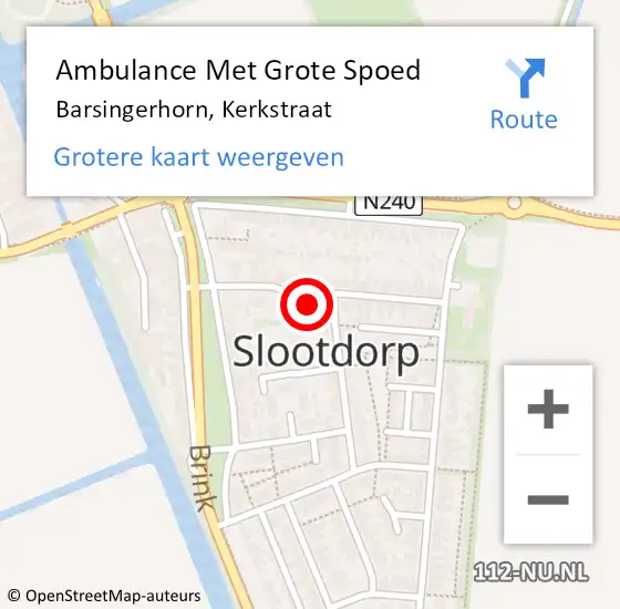 Locatie op kaart van de 112 melding: Ambulance Met Grote Spoed Naar Barsingerhorn, Kerkstraat op 7 juli 2022 07:53