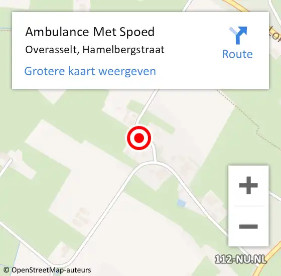 Locatie op kaart van de 112 melding: Ambulance Met Spoed Naar Overasselt, Hamelbergstraat op 7 juli 2022 08:05