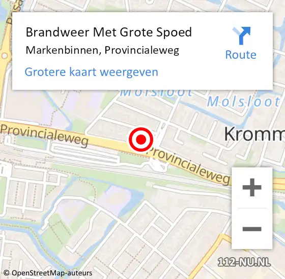 Locatie op kaart van de 112 melding: Brandweer Met Grote Spoed Naar Markenbinnen, Provincialeweg op 22 juli 2014 13:54