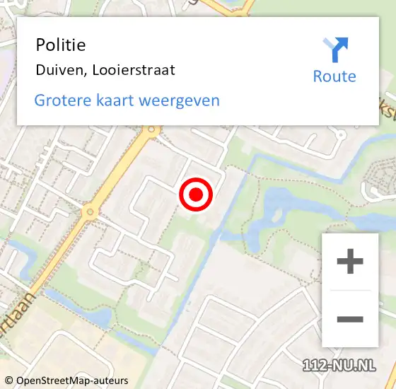 Locatie op kaart van de 112 melding: Politie Duiven, Looierstraat op 7 juli 2022 08:39