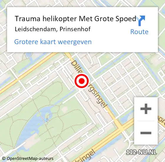 Locatie op kaart van de 112 melding: Trauma helikopter Met Grote Spoed Naar Leidschendam, Prinsenhof op 7 juli 2022 08:39