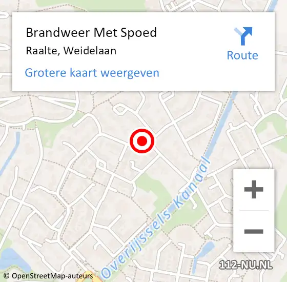 Locatie op kaart van de 112 melding: Brandweer Met Spoed Naar Raalte, Weidelaan op 7 juli 2022 08:42