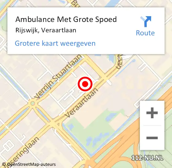 Locatie op kaart van de 112 melding: Ambulance Met Grote Spoed Naar Rijswijk, Veraartlaan op 7 juli 2022 09:19