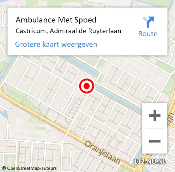 Locatie op kaart van de 112 melding: Ambulance Met Spoed Naar Castricum, Admiraal de Ruyterlaan op 7 juli 2022 09:20