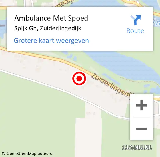 Locatie op kaart van de 112 melding: Ambulance Met Spoed Naar Spijk Gn, Zuiderlingedijk op 7 juli 2022 09:21