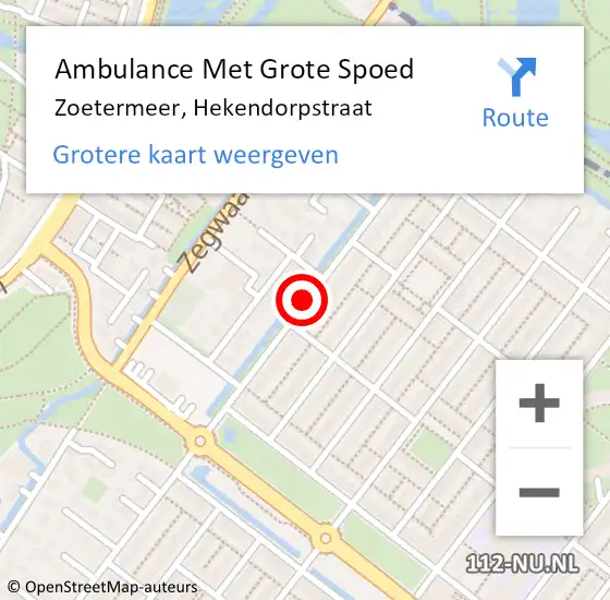 Locatie op kaart van de 112 melding: Ambulance Met Grote Spoed Naar Zoetermeer, Hekendorpstraat op 22 juli 2014 13:58