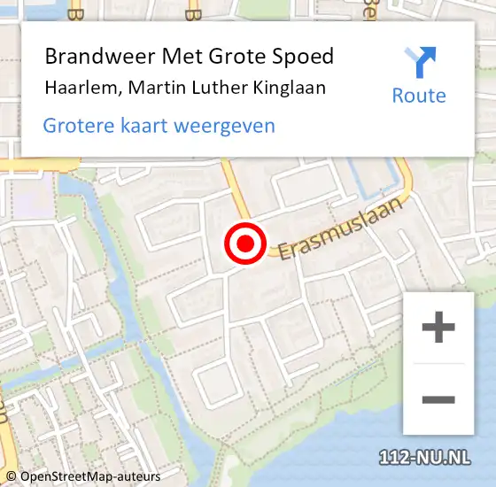 Locatie op kaart van de 112 melding: Brandweer Met Grote Spoed Naar Haarlem, Martin Luther Kinglaan op 7 juli 2022 09:34