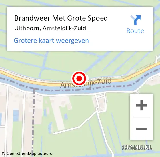 Locatie op kaart van de 112 melding: Brandweer Met Grote Spoed Naar Uithoorn, Amsteldijk-Zuid op 7 juli 2022 09:34