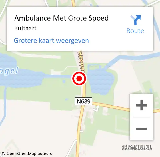Locatie op kaart van de 112 melding: Ambulance Met Grote Spoed Naar Kuitaart op 7 juli 2022 09:36