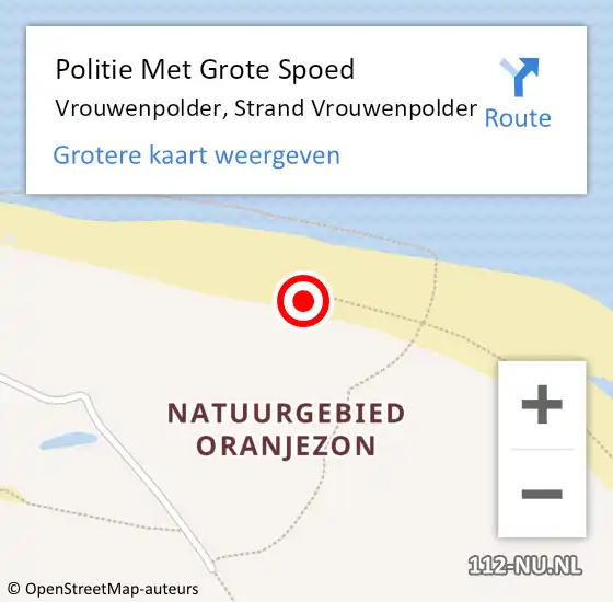 Locatie op kaart van de 112 melding: Politie Met Grote Spoed Naar Vrouwenpolder, Strand Vrouwenpolder op 7 juli 2022 09:49