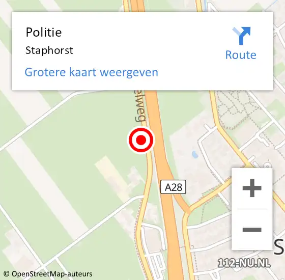 Locatie op kaart van de 112 melding: Politie Staphorst op 7 juli 2022 09:51
