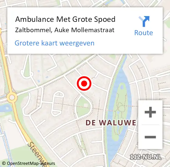 Locatie op kaart van de 112 melding: Ambulance Met Grote Spoed Naar Zaltbommel, Auke Mollemastraat op 22 juli 2014 14:01