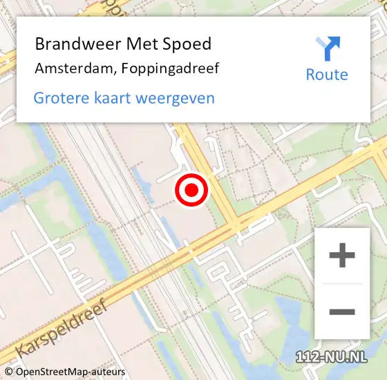 Locatie op kaart van de 112 melding: Brandweer Met Spoed Naar Amsterdam-Zuidoost, Foppingadreef op 7 juli 2022 10:14