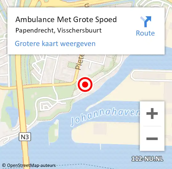 Locatie op kaart van de 112 melding: Ambulance Met Grote Spoed Naar Papendrecht, Visschersbuurt op 7 juli 2022 10:18