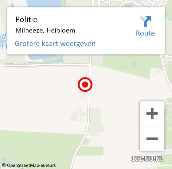 Locatie op kaart van de 112 melding: Politie Milheeze, Heibloem op 7 juli 2022 10:23