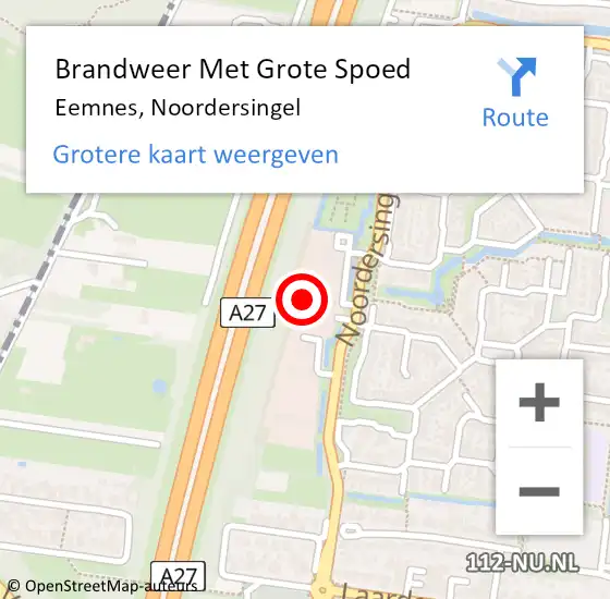 Locatie op kaart van de 112 melding: Brandweer Met Grote Spoed Naar Eemnes, Noordersingel op 7 juli 2022 10:28