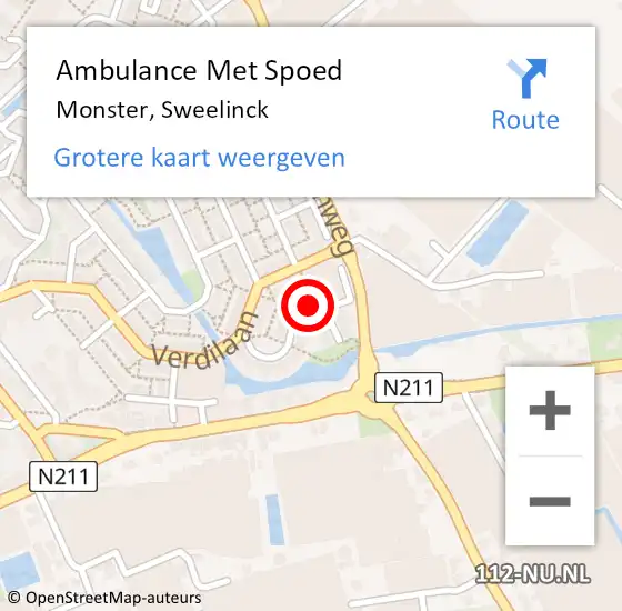 Locatie op kaart van de 112 melding: Ambulance Met Spoed Naar Monster, Sweelinck op 7 juli 2022 10:36