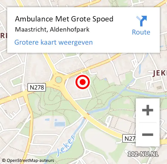 Locatie op kaart van de 112 melding: Ambulance Met Grote Spoed Naar Maastricht, Aldenhofpark op 22 juli 2014 14:10