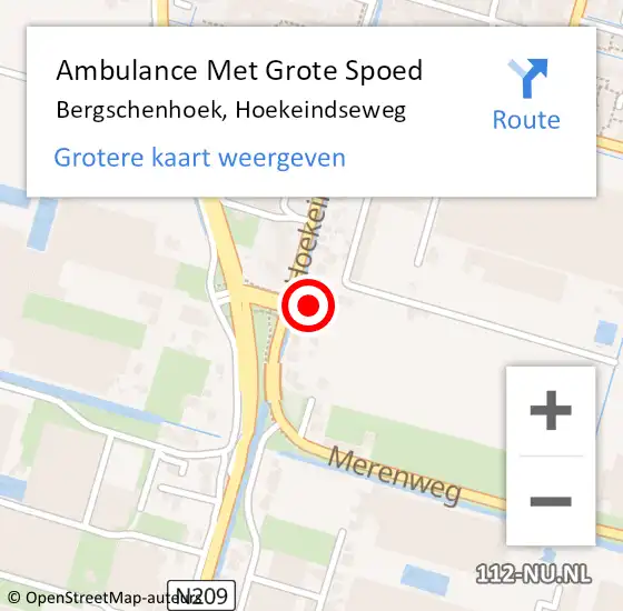 Locatie op kaart van de 112 melding: Ambulance Met Grote Spoed Naar Bergschenhoek, Hoekeindseweg op 7 juli 2022 11:30