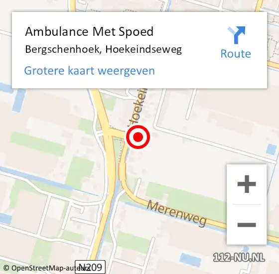 Locatie op kaart van de 112 melding: Ambulance Met Spoed Naar Bergschenhoek, Hoekeindseweg op 7 juli 2022 11:30