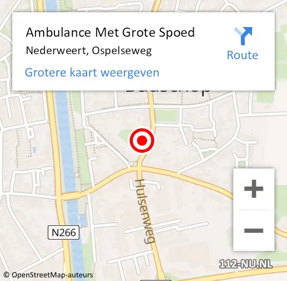 Locatie op kaart van de 112 melding: Ambulance Met Grote Spoed Naar Nederweert, Ospelseweg op 7 juli 2022 11:41