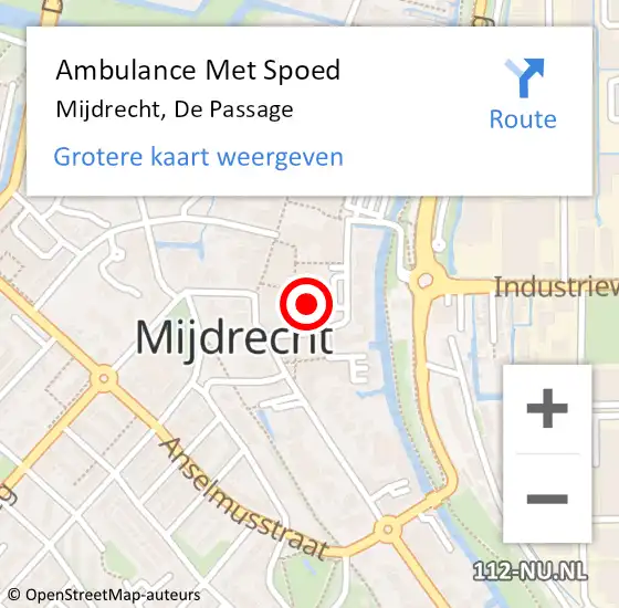 Locatie op kaart van de 112 melding: Ambulance Met Spoed Naar Mijdrecht, De Passage op 7 juli 2022 11:53