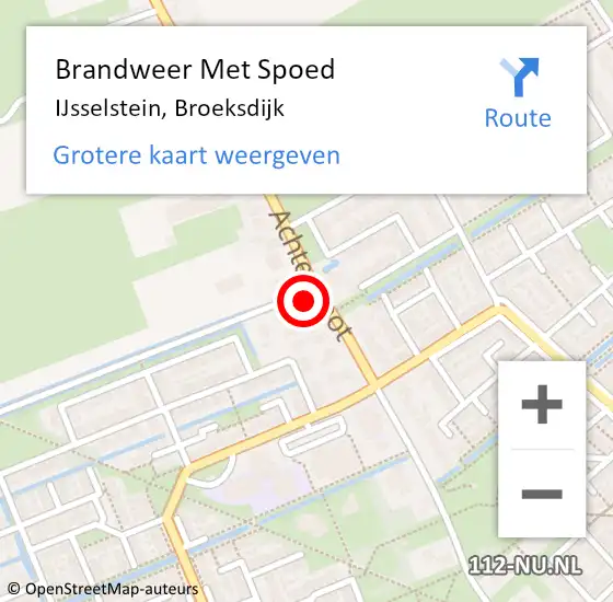 Locatie op kaart van de 112 melding: Brandweer Met Spoed Naar IJsselstein, Broeksdijk op 7 juli 2022 12:04