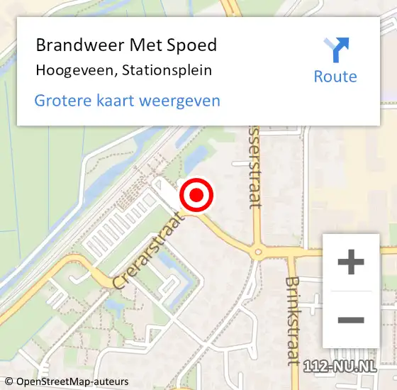 Locatie op kaart van de 112 melding: Brandweer Met Spoed Naar Hoogeveen, Stationsplein op 7 juli 2022 12:17