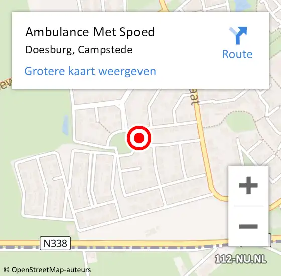 Locatie op kaart van de 112 melding: Ambulance Met Spoed Naar Doesburg, Campstede op 7 juli 2022 12:19