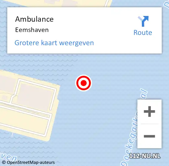 Locatie op kaart van de 112 melding: Ambulance Eemshaven op 9 oktober 2013 09:09