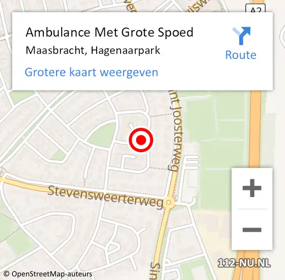 Locatie op kaart van de 112 melding: Ambulance Met Grote Spoed Naar Maasbracht, Hagenaarpark op 7 juli 2022 12:35