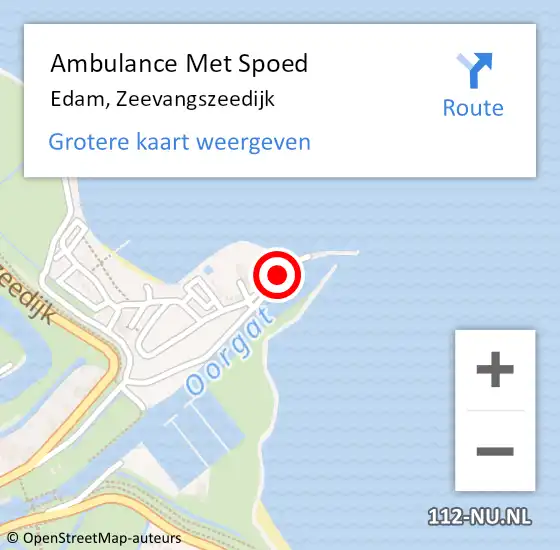 Locatie op kaart van de 112 melding: Ambulance Met Spoed Naar Edam, Zeevangszeedijk op 7 juli 2022 12:35