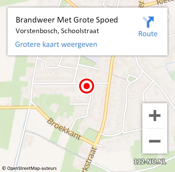 Locatie op kaart van de 112 melding: Brandweer Met Grote Spoed Naar Vorstenbosch, Schoolstraat op 7 juli 2022 12:36