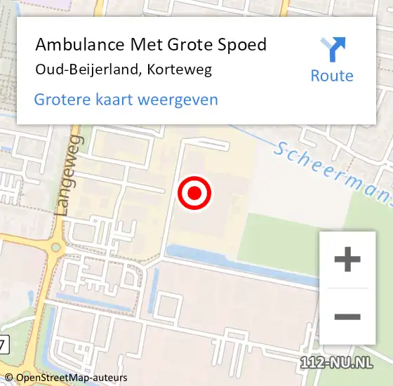 Locatie op kaart van de 112 melding: Ambulance Met Grote Spoed Naar Oud-Beijerland, Korteweg op 7 juli 2022 13:25