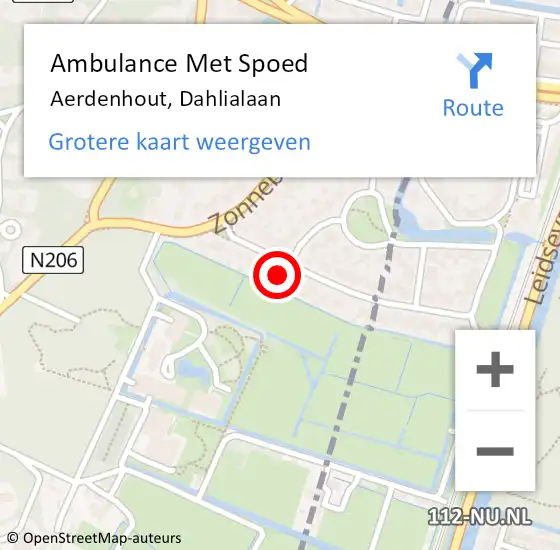 Locatie op kaart van de 112 melding: Ambulance Met Spoed Naar Aerdenhout, Dahlialaan op 7 juli 2022 13:30