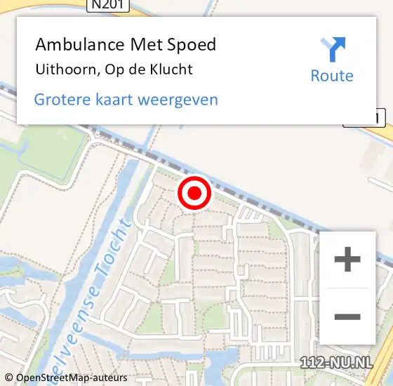 Locatie op kaart van de 112 melding: Ambulance Met Spoed Naar Uithoorn, Op de Klucht op 7 juli 2022 14:02