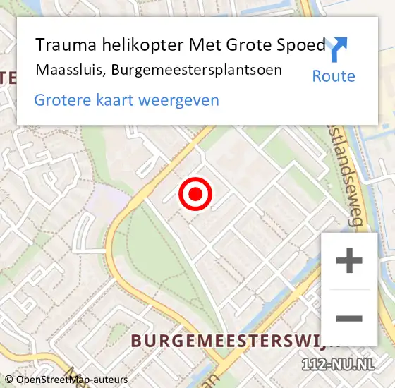 Locatie op kaart van de 112 melding: Trauma helikopter Met Grote Spoed Naar Maassluis, Burgemeestersplantsoen op 7 juli 2022 14:15