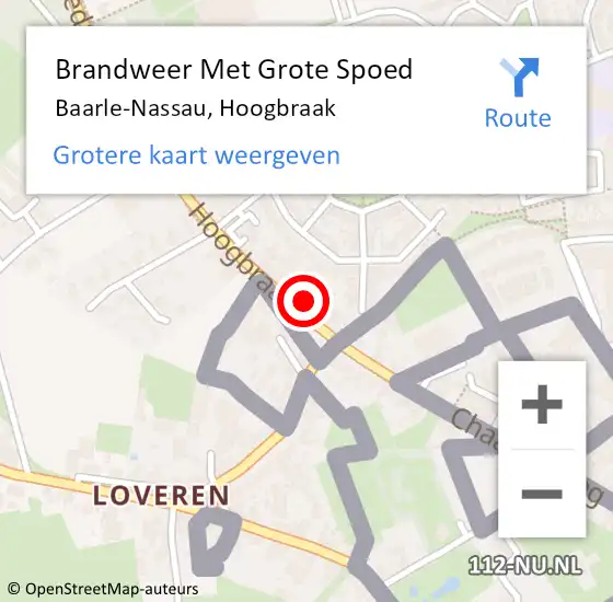 Locatie op kaart van de 112 melding: Brandweer Met Grote Spoed Naar Baarle-Nassau, Hoogbraak op 7 juli 2022 14:20