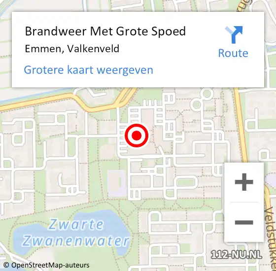 Locatie op kaart van de 112 melding: Brandweer Met Grote Spoed Naar Emmen, Valkenveld op 7 juli 2022 14:28