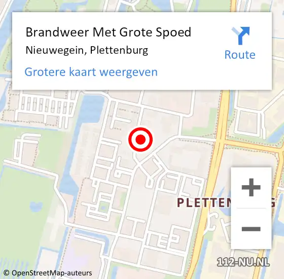 Locatie op kaart van de 112 melding: Brandweer Met Grote Spoed Naar Nieuwegein, Plettenburg op 7 juli 2022 14:30