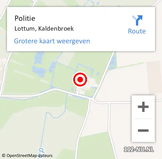 Locatie op kaart van de 112 melding: Politie Lottum, Kaldenbroek op 7 juli 2022 14:33