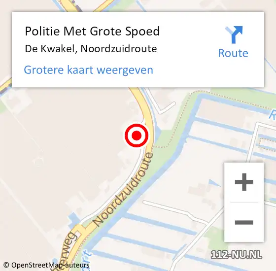 Locatie op kaart van de 112 melding: Politie Met Grote Spoed Naar De Kwakel, Noordzuidroute op 7 juli 2022 15:00