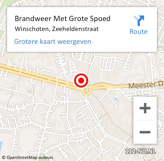 Locatie op kaart van de 112 melding: Brandweer Met Grote Spoed Naar Winschoten, Zeeheldenstraat op 7 juli 2022 15:00