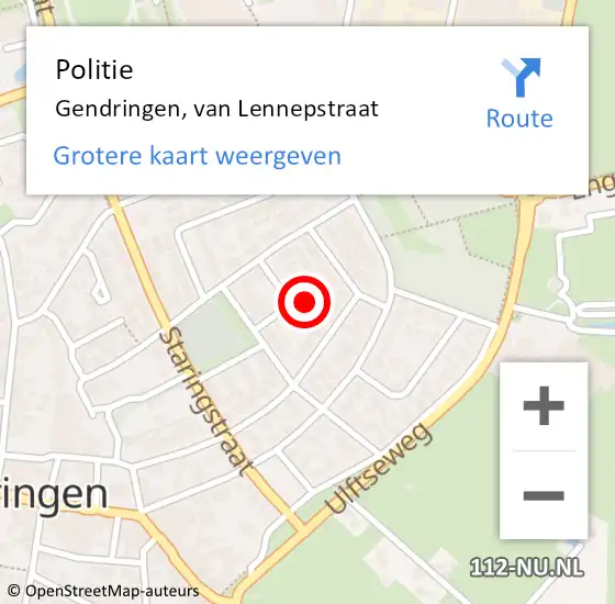 Locatie op kaart van de 112 melding: Politie Gendringen, van Lennepstraat op 7 juli 2022 15:16